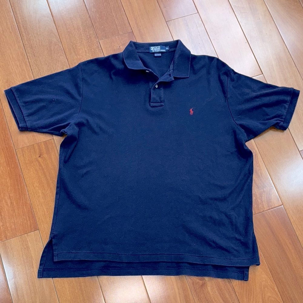 Polo Ralph Lauren Polo Shirt Mens Navy Blue Short Sleeve Cotton XL